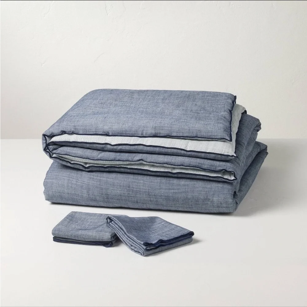 NWT 3pс King Reversible Comforter Set Blue - Hearth & Hand with Magnolia